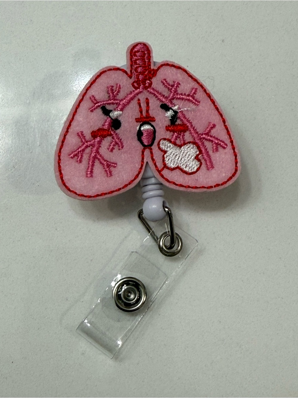 NWOT Lungs Badge Reel Nurse Respiratory ID Holder